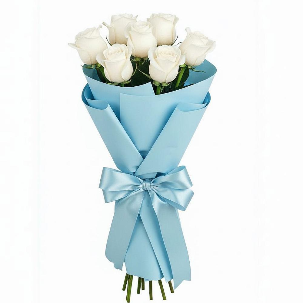 Букет 7 белых роз Проуд в Шкотово