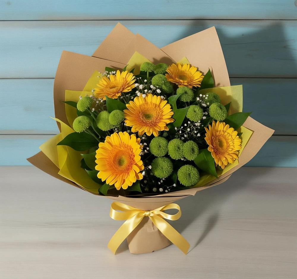 Букет цветов из: Герберы и Хризантемы в Шкотово