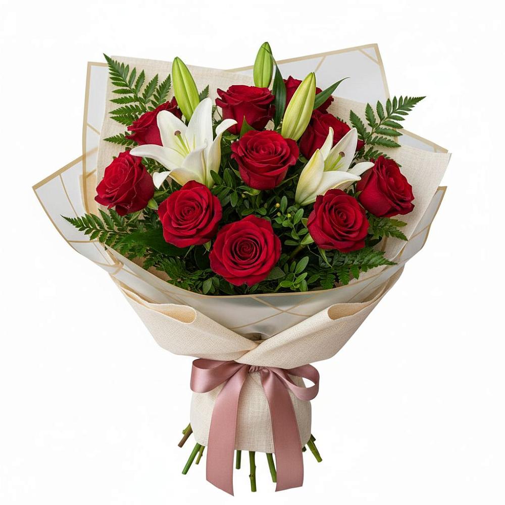 Букет цветов из: Лилии и Розы в Шкотово