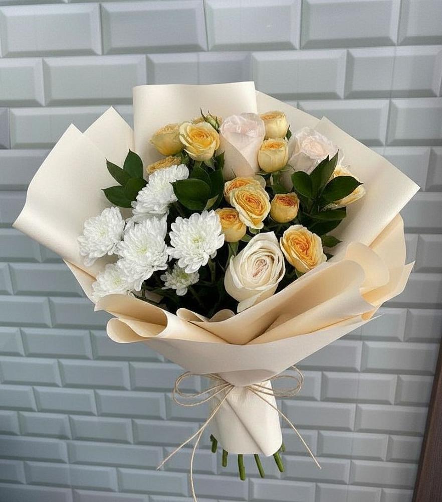 Букет цветов из: Розы и Хризантемы в Шкотово