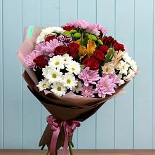 Букет цветов из:  Розы, Хризантемы и Альстромерии в Шкотово