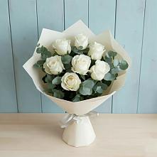 Букет Белые розы в Эвкалипте #REPLACE_PRED# Шкотово