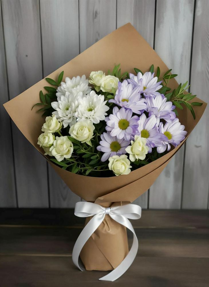 Букет цветов из: Хризантемы и Розы в Шкотово